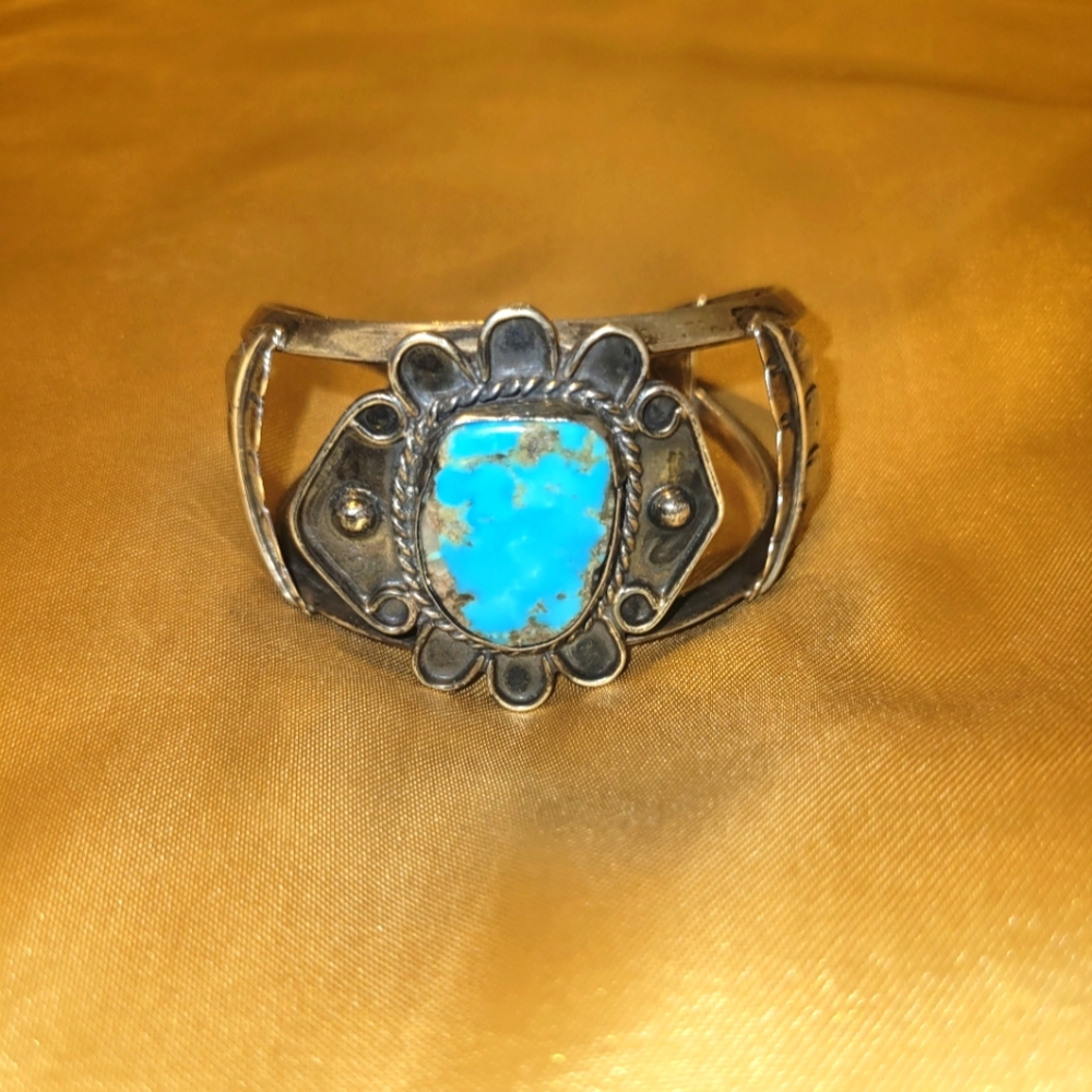 Sterling Silver and Turquoise Navajo Cuff Bracelet